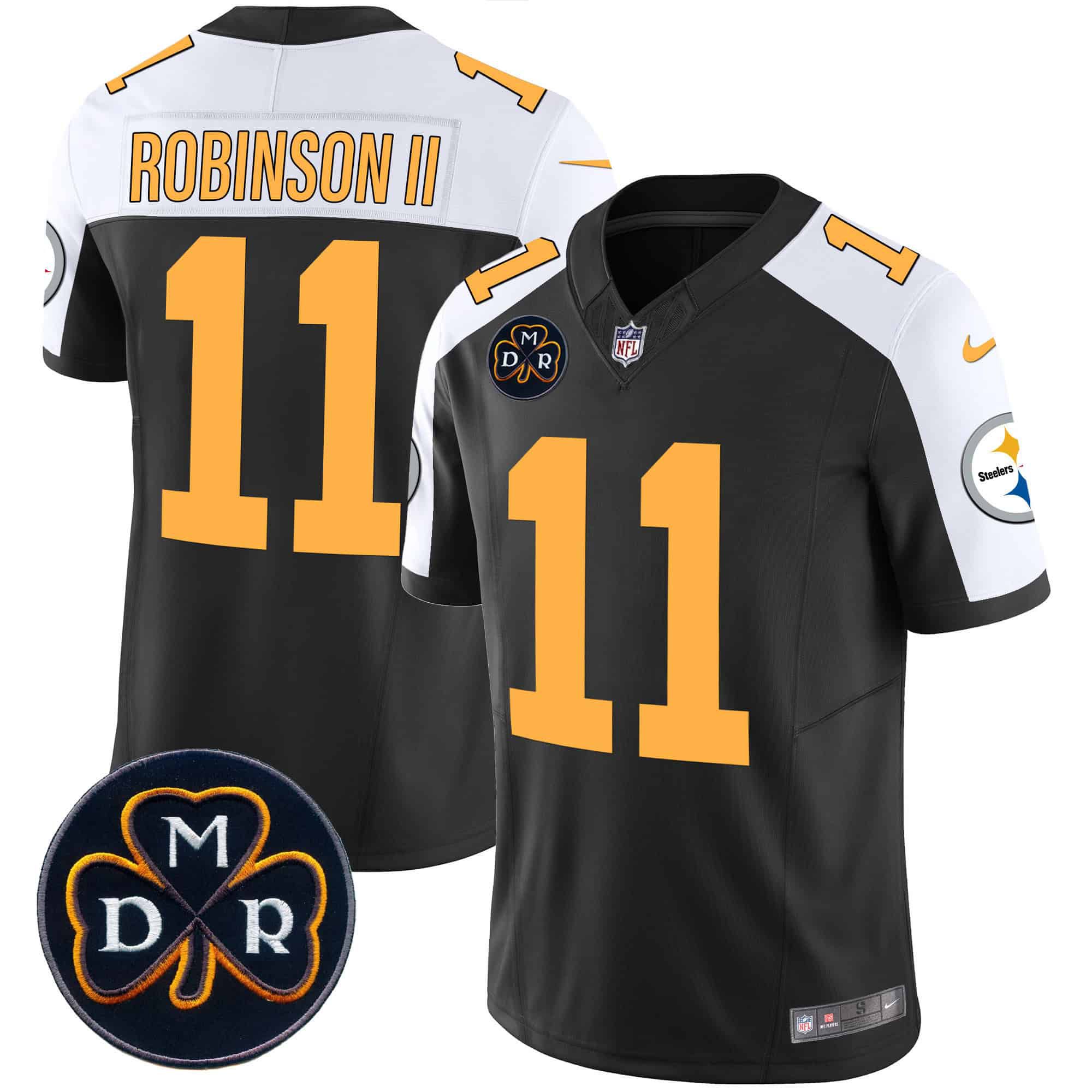 Men Pittsburgh Steelers #11 Robinson ii Black 2024 Nike DMR Patch Vapor Limited NFL Jersey